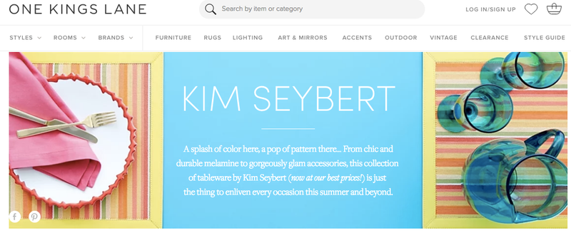 One Kings Lane, Kim Seybert tableware sale